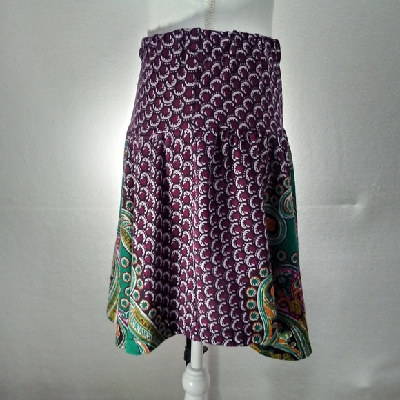 Funky People Purple Green Flare Circle Mini Skirt - Picture 3 of 8
